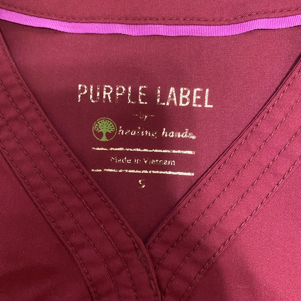 Purple Label by healing hands raspberry S scrub top